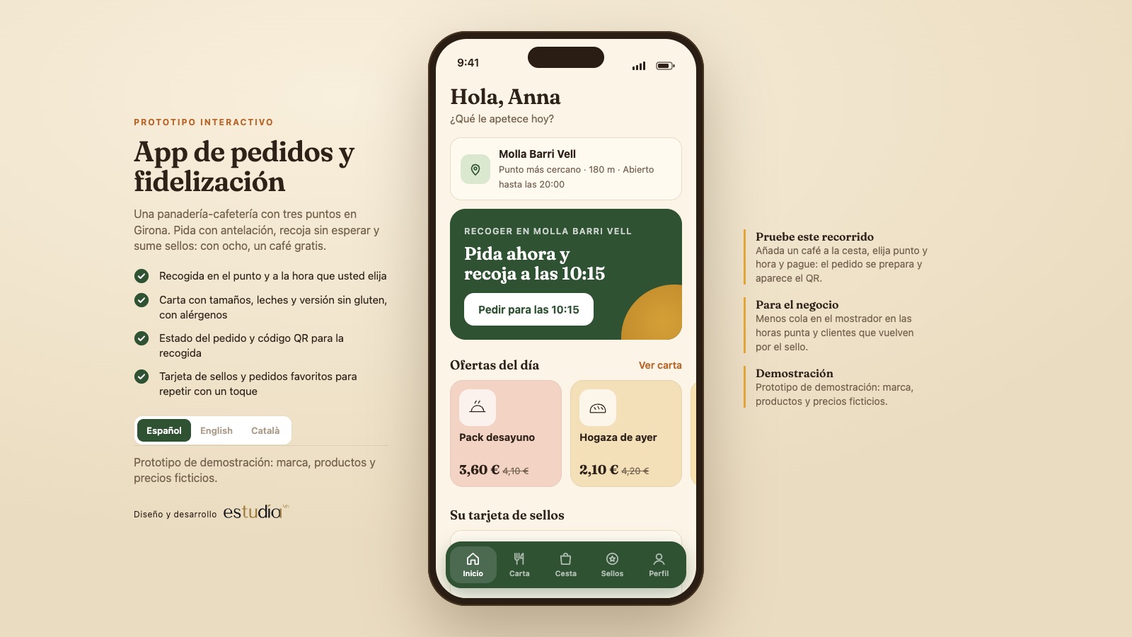 Molla — app home with the nearest shop and today’s offers