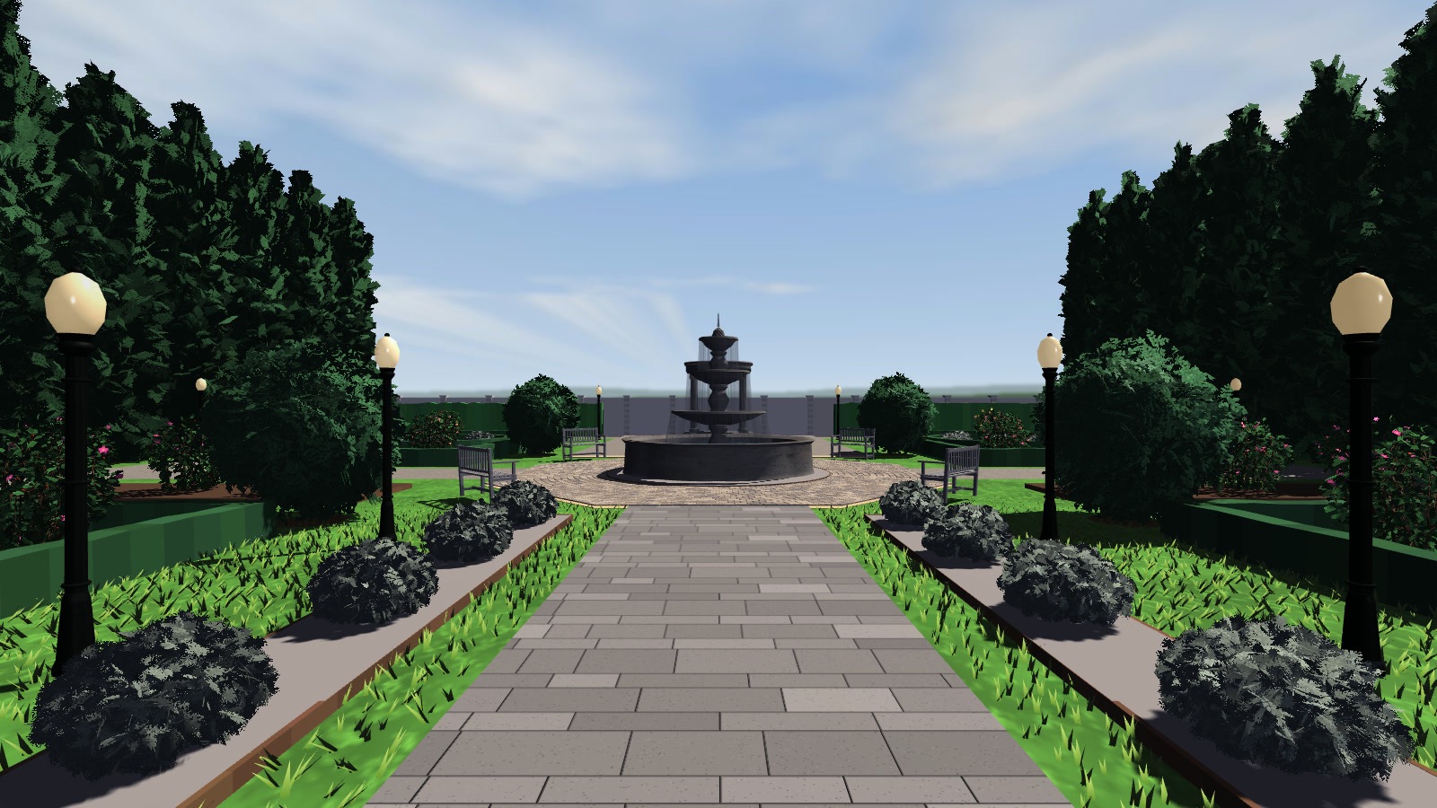Main granite avenue to the fountain