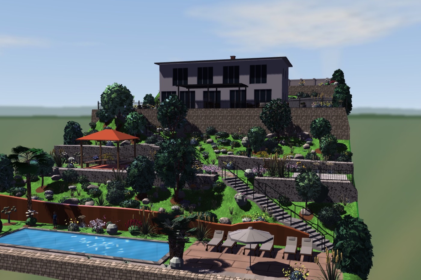 Garden on a very steep slope — Turnkey project · slope garden