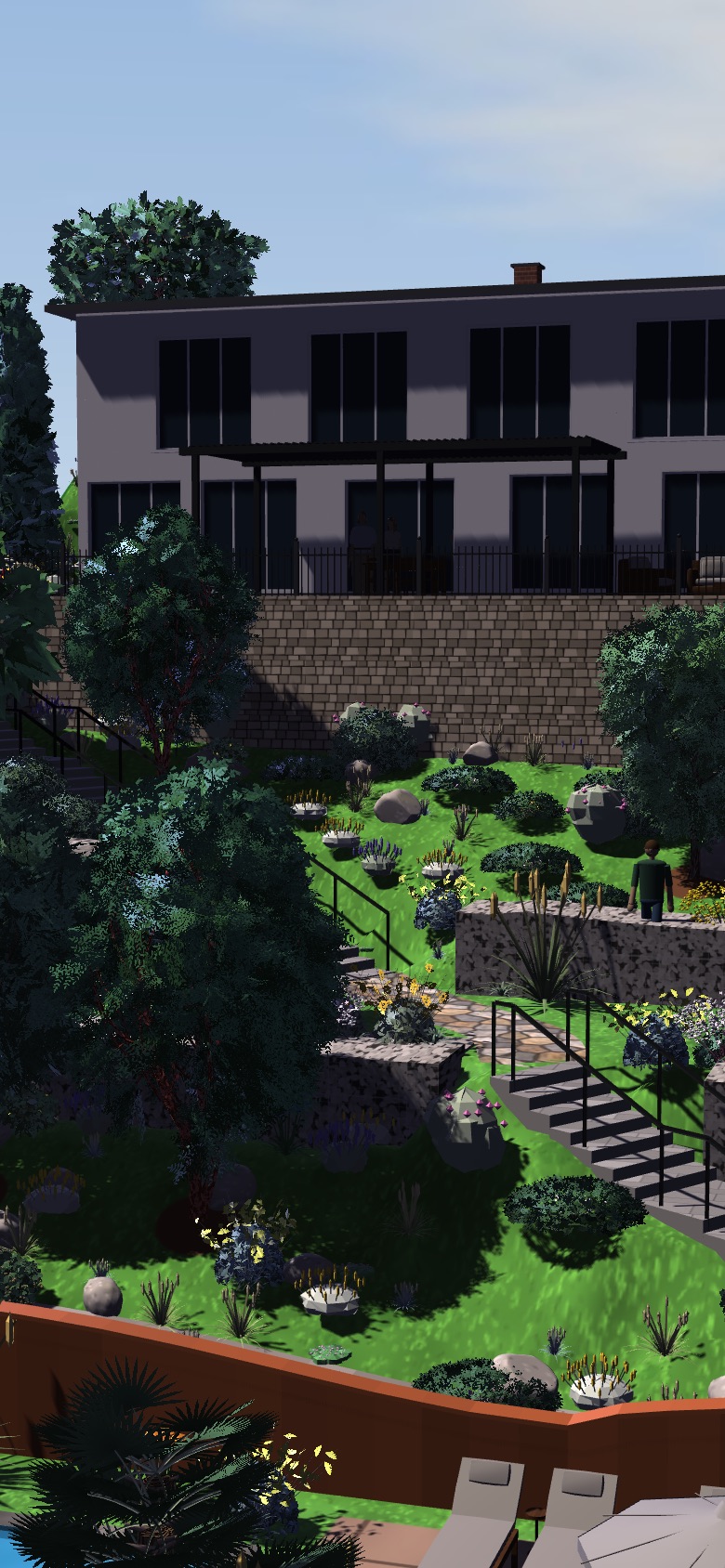 Jardí en un pendent molt costerut — jardí en pendent