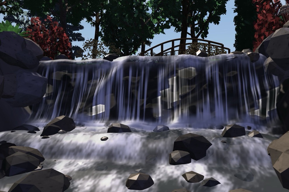 Parc en pendent amb cascada — Projecte clau en mà · parc