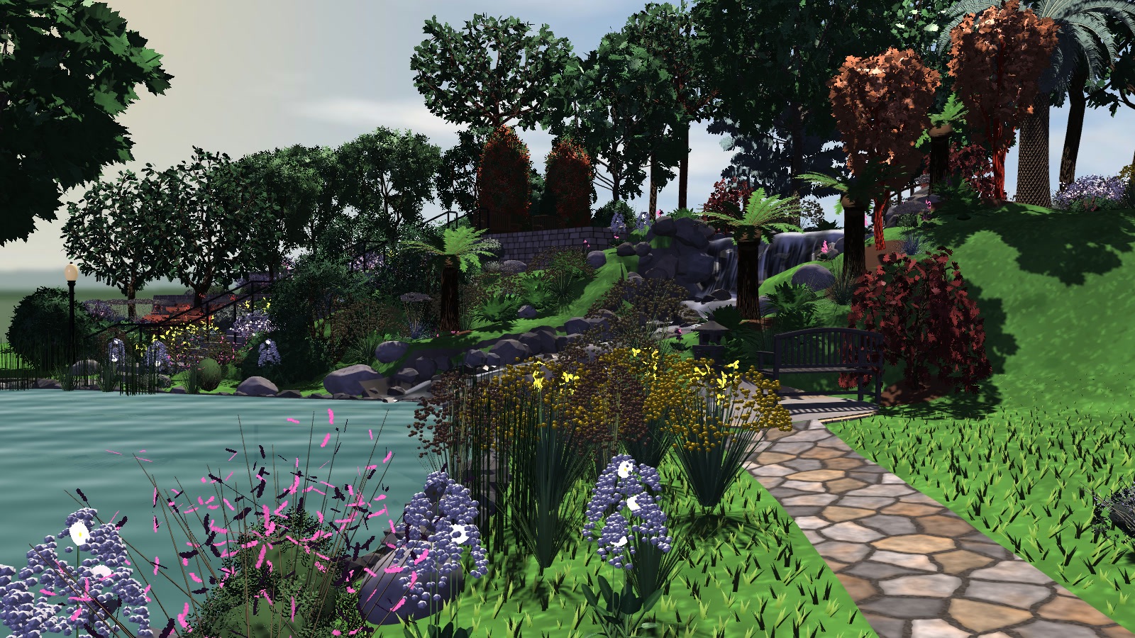 Stone path beside the pond